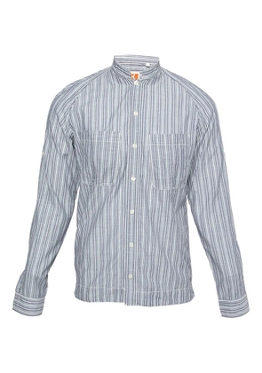 BOSS pre-owned striped-pattern pockets shirt - Blue