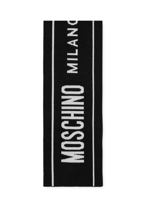 Moschino logo-detail wool scarf - Black