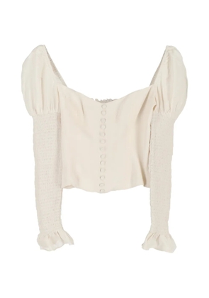 Reformation Shirred long-sleeves blouse - Neutrals