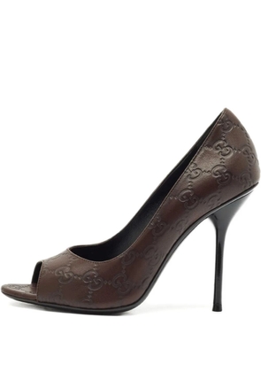 Gucci Pre-Owned 115mm leather peep-toe pumps - Brown
