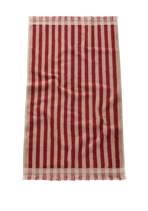 Piglet in Bed Pembroke Stripe Hand Towel in Red.