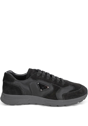 Prada panelled triangle logo sneakers - Black