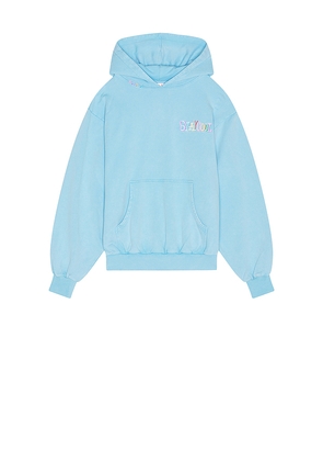 Stay Cool Tribal Acid Wash Hoodie in Baby Blue. Size L. Also in M, S, XL/1X.