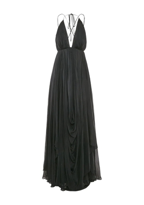 GAURI & NAINIKA draped-detail maxi dress - Black