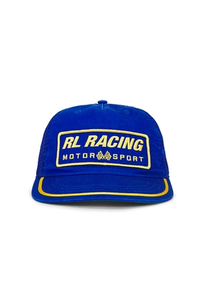 Polo Ralph Lauren Polyester Knit Vintage RL Racing Trucker Hat in Blue.