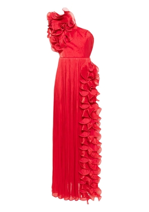 Ana Radu one-shoulder plissé gown - Red