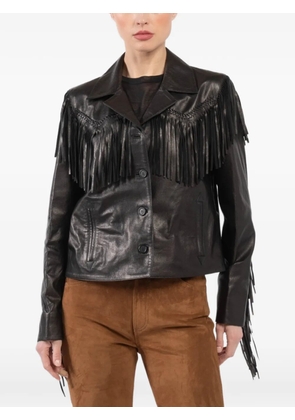 Nili Lotan Eloi fringed-detail leather jacket - Black