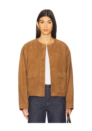 St. Agni Suede Utility Cocoon Bomber in Tan. Size L. Also in S, XL.