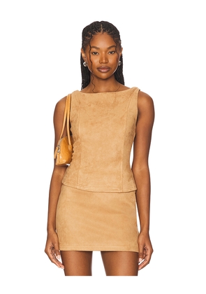 superdown Aviva Faux Suede Top in Tan. Size L. Also in M, S, XL, XS, XXS.