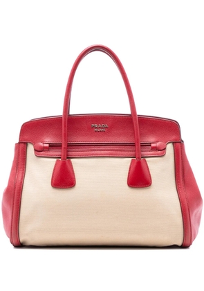 Prada Pre-Owned 2000-2012 Bicolor Saffiano Cuir Trimmed Canvas satchel - Brown