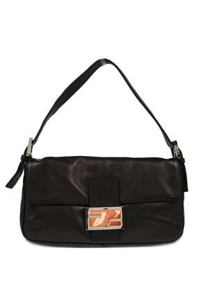 Fendi Pre-Owned 1990-2000s Leather Flap Baguette Handbag - Black