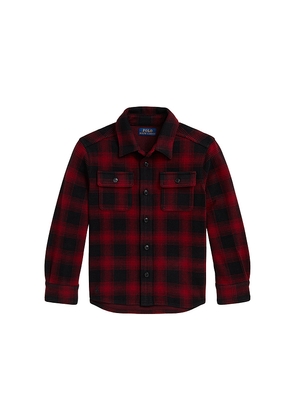 Polo Ralph Lauren Long Sleeve Soft Flannel Plaid Shirt Jacket in Red. Size 2. Also in 3, 4, 5, 6.