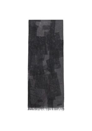 Y's fringed graphic scarf - Grey