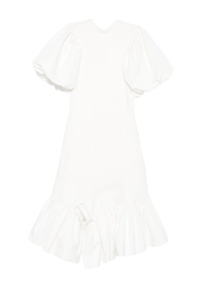Rokh puff-sleeve ruffled dress - White