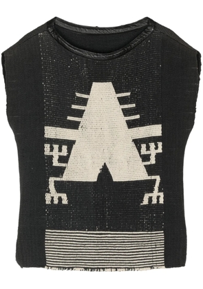 VOZ intarsia-knit cotton top - Black