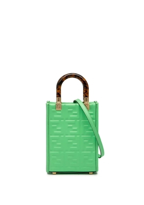 Fendi Pre-Owned 2010-2025 Mini Zucca Embossed Leather Sunshine Shopper Tote satchel - Green