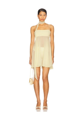 SEROYA Sahar Mini Dress in Lemon. Size L. Also in M, S, XS.