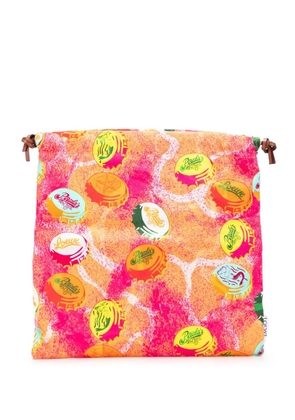 Loewe Pre-Owned 2022 Paulas Ibiza Canvas Bottle Cap Print Drawstring pouch - Orange