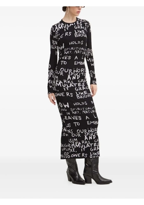 Desigual rib-knit graffiti-print midi dress - Black