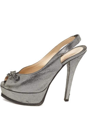 Fendi Pre-Owned 140mm Fendista Bow sandals - Grey