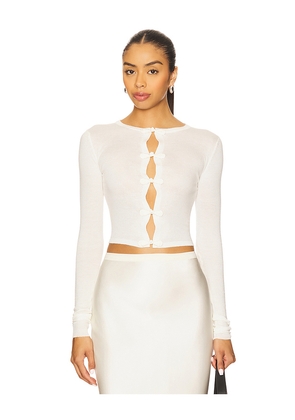 SAU LEE Dominic Knit Cardigan in White. Size M. Also in S, XS.