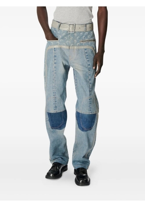 Marine Serre belted baggy jeans - Blue