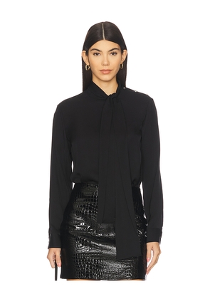 Theory Side Tie Neck Blouse in Black. Size L. Also in M, XS.