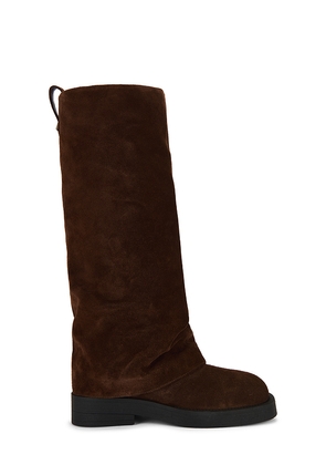 Schutz Keira Up Cloak Boot in Brown. Size 10. Also in 7, 7.5, 8, 8.5, 9, 9.5.