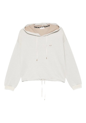 LIU JO logo-plaque drawstring hoodie - Neutrals