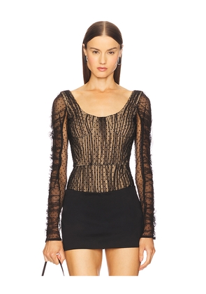 Prabal Gurung Long Sleeve Bodysuit in Black. Size L. Also in M, S, XS.