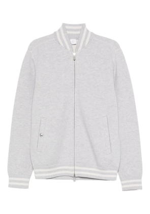 Eleventy stripe-trim wool bomber jacket - Grey