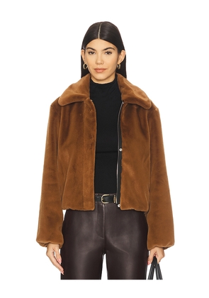 Theory Faux Fur Jacket in Brown. Size L. Also in M, S, XL, XS.