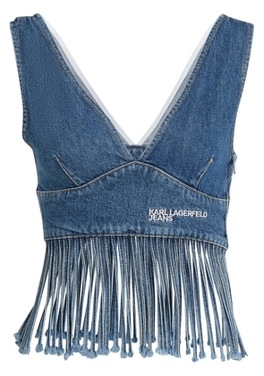 Karl Lagerfeld Jeans fringed denim top - Blue