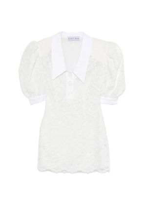 Rowen Rose puffy-sleeves polo mini dress - White