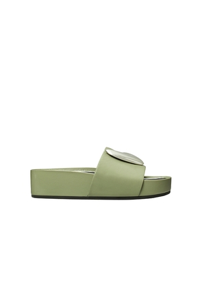 Tory Burch Patos Platform Slide in Green. Size 10. Also in 10.5, 5, 5.5, 6, 6.5, 7, 7.5, 8, 8.5, 9, 9.5.