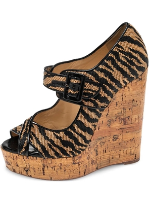 Christian Louboutin Pre-Owned 140mm Melides wedged sandals - Brown