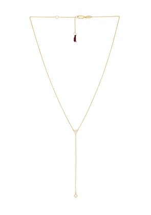 SHASHI Solitaire Lariat Necklace in Metallic Gold.