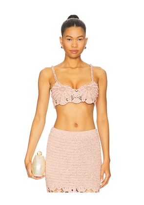 retrofete Bellini Crochet Top in Peach. Size M/L. Also in XS/S.