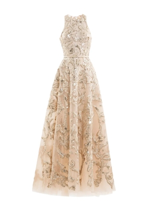 Saiid Kobeisy embroidered-tulle maxi dress - Gold