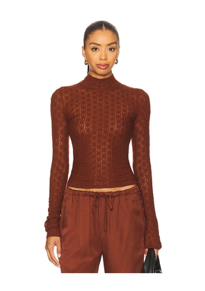 SABLYN Rhea Longsleeve Mock Neck Top in Cognac. Size L. Also in M, S.