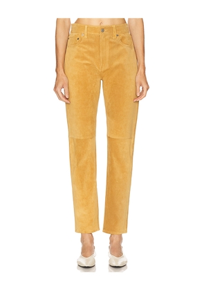 Polo Ralph Lauren Suede Relaxed Straight Pant in Brown. Size 4. Also in 6, 8.