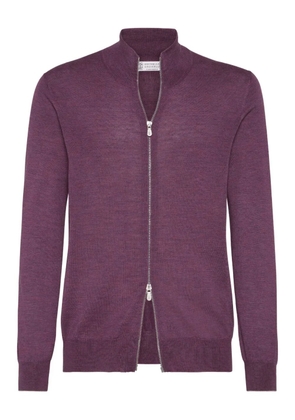 Brunello Cucinelli zip-up fine-knit cardigan - Purple
