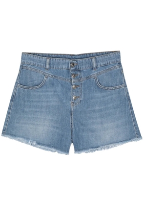 LIU JO fringe-detail denim shorts - Blue