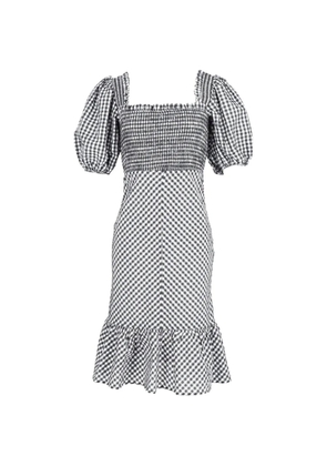 GANNI puff-sleeve gingham dress - White