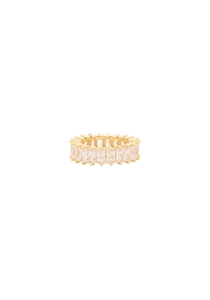 The M Jewelers NY The Emerald Cut Pave Ring in Metallic Gold. Size 5. Also in 6, 7, 8.