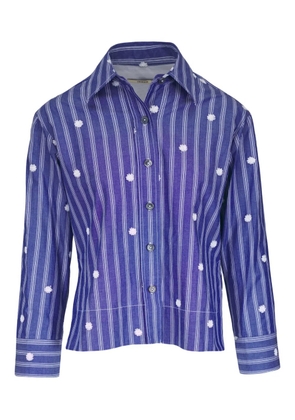 Odeeh floral-embroidered shirt - Blue