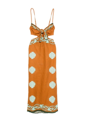 Johanna Ortiz Los Siete Mares midi dress - Brown