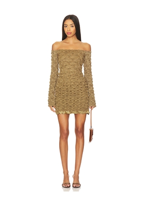 Prabal Gurung Off-shoulder Long Sleeve Mini Dress in Brown. Size M. Also in XS.