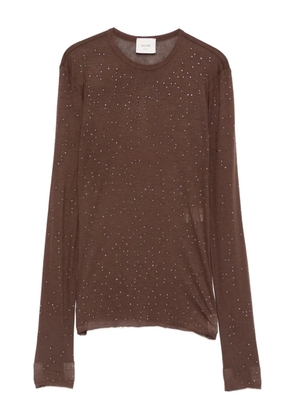 Alysi embellished wool top - Brown