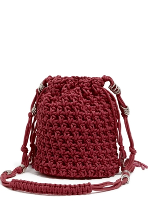 Bimba y Lola crochet drawstring bucket bag - Red